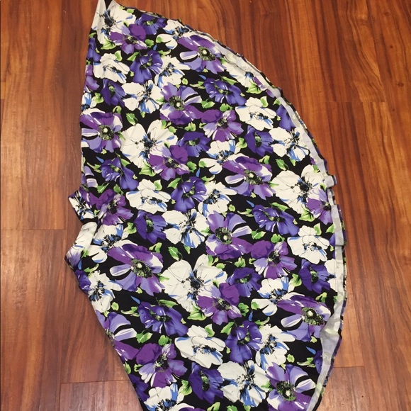 Vivian of Holloway Purple Floral Circle Skirt - Picture 2 of 6